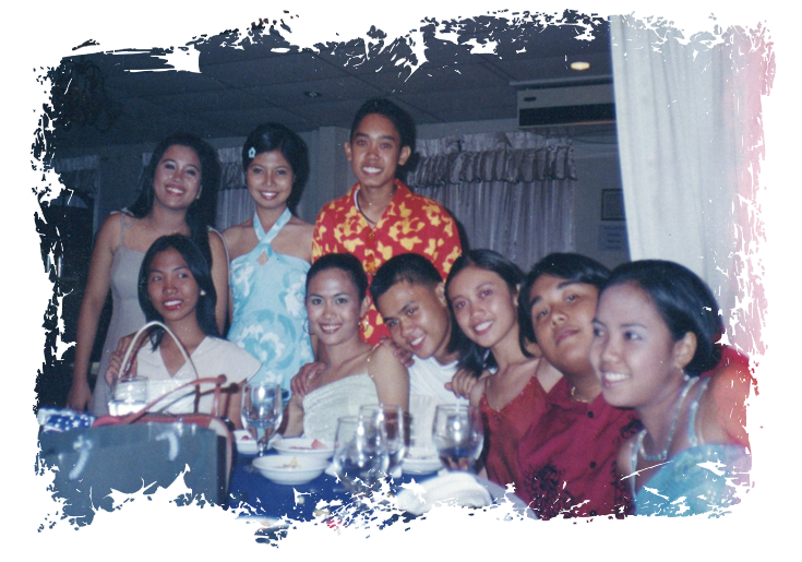 Friends at a school event dinner